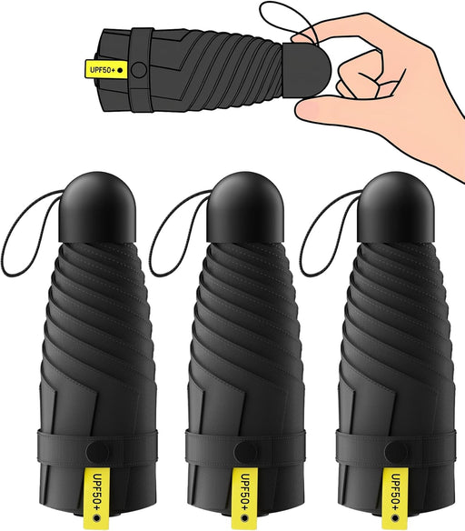 3 Pack Mini Travel Folding Umbrella,UPF 50+ UV Compact Portable Sun