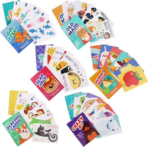Card Games for Kids, 6 Decks, Go Fish, Old Maid, Crazy 8s