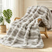 Plush Faux Rabbit Fur Throw Blanket – 850GSM Thick & Warm, Ultra Soft Fluffy Blanket for Couch, Bed, Sofa, Ideal Gift for Women, 50" × 60", Grey