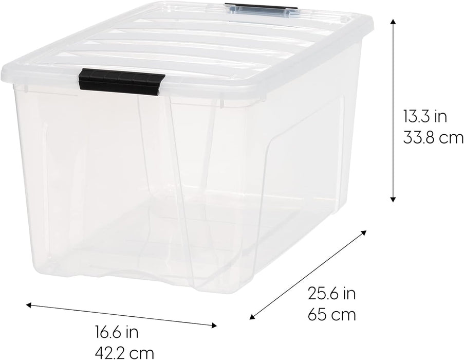 4-Pack 72 Quart Storage Bins with Lids, Clear