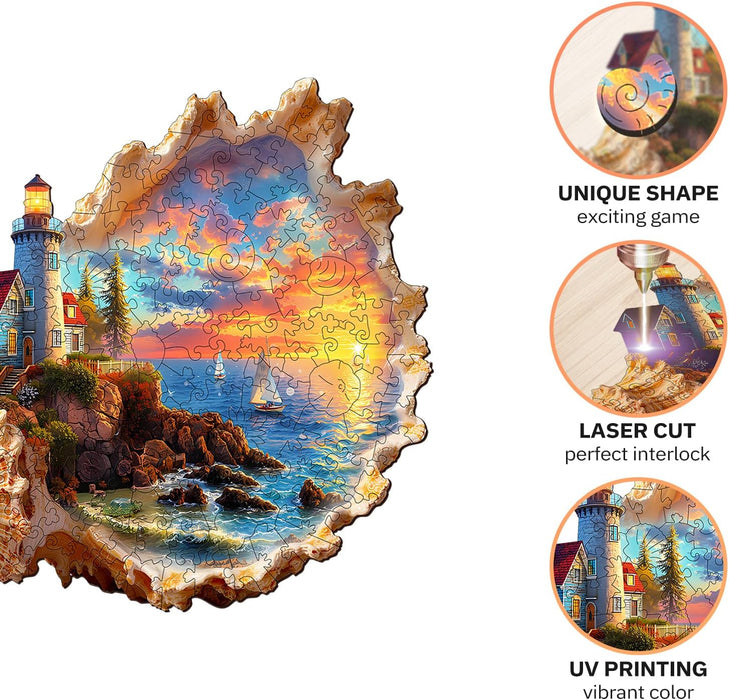 Wooden Puzzles for Adults, Sunset by the Seaside Wood Puzzles Adult