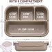 Bento Box Adult Lunch Box, Containers for Adults Men Women with 4 Compartments, Lunchable Food Container with Utensils, Sauce Jar, Muffin Liners, 40 Oz/5 Cup, Microwave & Dishwasher Safe, Brown