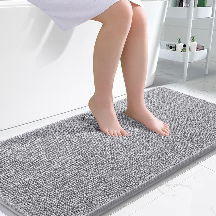 Bathroom Rugs 30X20, Extra Soft Absorbent Chenille Bath Rugs, Rubber Backing Quick Dry, Machine Washable Bath Mats for Bathroom Floor, Tub and Shower, Home Decor Accessories, Grey
