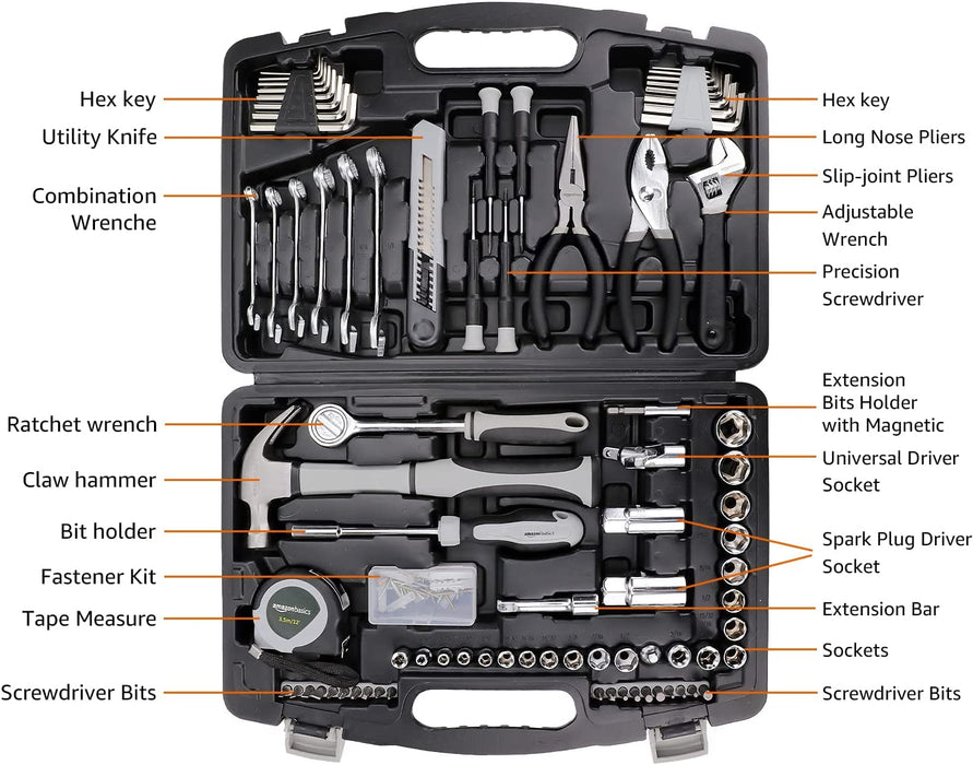 131-Piece General Household Hand Tool Set with Storage Case for Home Repair, Portable