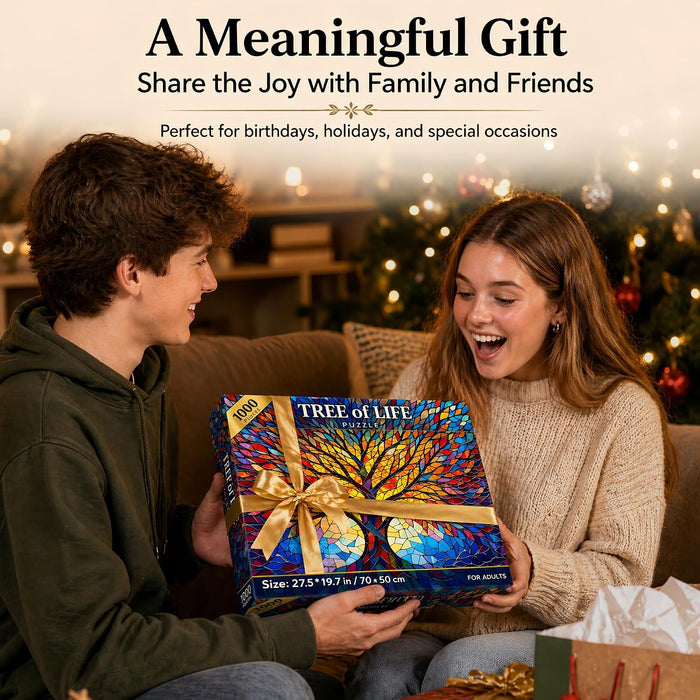 ® 1000 Pieces Stained Glass Jigsaw Puzzle, Beautiful Tree of Life Art Puzzles for Adults, Unique Fun Impossible Hard Difficult Challenging Pretty Puzzles, Colorful Mosaic Nature Puzzle