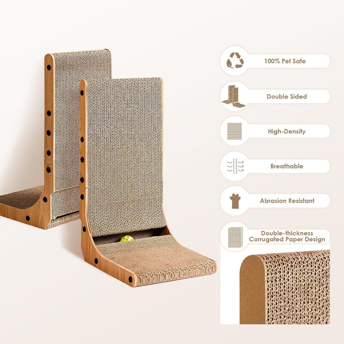 Cardboard Cat Scratcher for Indoor Cats, 26.8 Inch, Brown