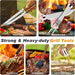 26pcs Grilling Gifts for Men, Dad Gifts for Father's Day, Stainless Steel BBQ Grill Accessories Tools Set, Heavy Duty BBQ Utensils Kit with Apron, Thermometer, Mats in Aluminum Case Brown