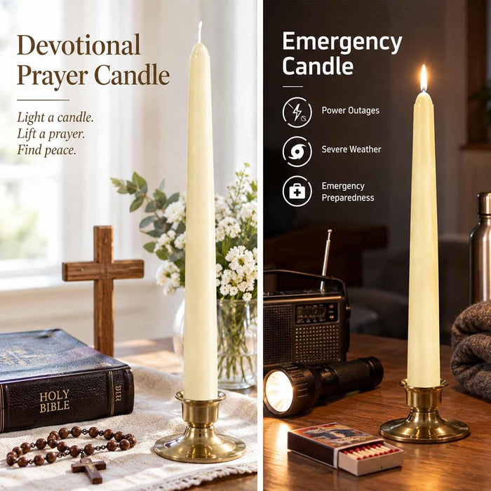 Ivory Taper Candles 10 Inch, 4 Pack Dripless Unscented Candle Sticks, 7 H