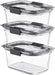 Brilliance Glass Storage 4.7-Cup Food Containers with Lids Set of 3 Clear