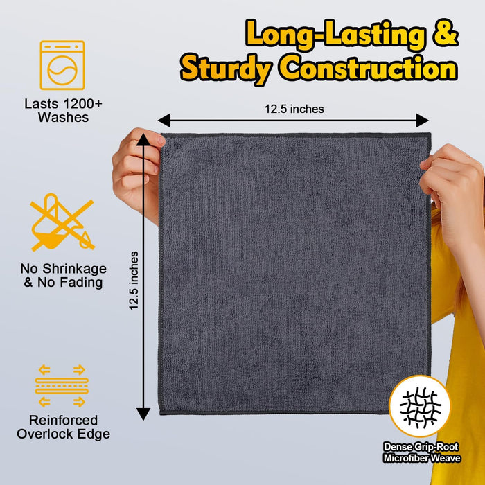 Microfiber Cleaning Cloth 12 Pack, 12.5 x 12.5 inch Microfiber Towels for Cars, Ultra Absorbent Washing Cloth, Lint Free