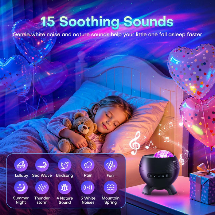 LED Light Gifts Home Decor Light Projector with 375 Effects, Bluetooth