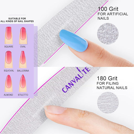 10 PCS Nail File Professional Nail Files Reusable Double Sided Emery Board(100/180 Grit) Nail Styling Tools for Home and