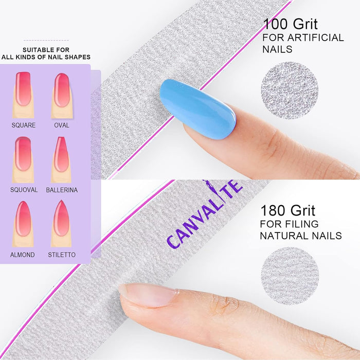 10 PCS Nail File Professional Nail Files Reusable Double Sided Emery Board(100/180 Grit) Nail Styling Tools for Home and