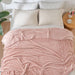 Fleece Ribbed Cozy Throw Blanket for Couch, Pink, 50"x60"
