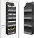 Black Over Door Organizer with 4 Front Pockets and 4 Side Mesh Pockets, Compact Hanging Door Storage for Closet, Bathroom, Bedroom, Dorm, Nursery, Toys, Cosmetics, Baby Essentials