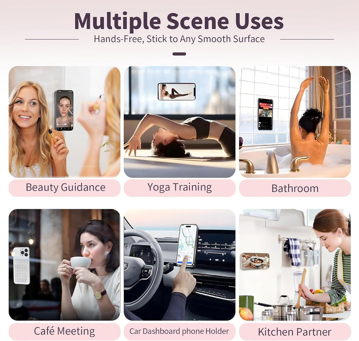 (2 Pack) Suction Cup Phone Case Mount Double Sided, Clear & Light Pink
