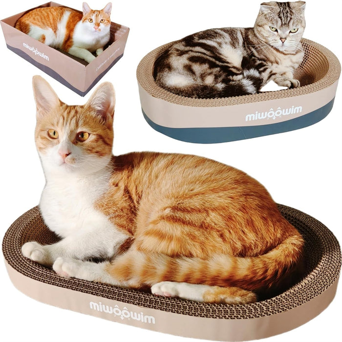 3-Piece Cat Scratcher Set, Oval Bowl Nest for Indoor Cats