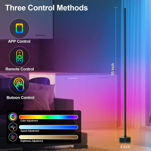 Corner Floor Lamp - Smart RGB LED Corner Lamp with App and Remote Control, 16 Million Colors & 68+ Scene, Music Sync, Ti