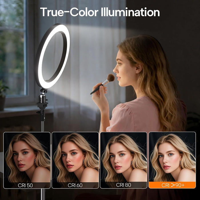 10" Ring Light with 55" Extendable Tripod Stands and Phone Holder