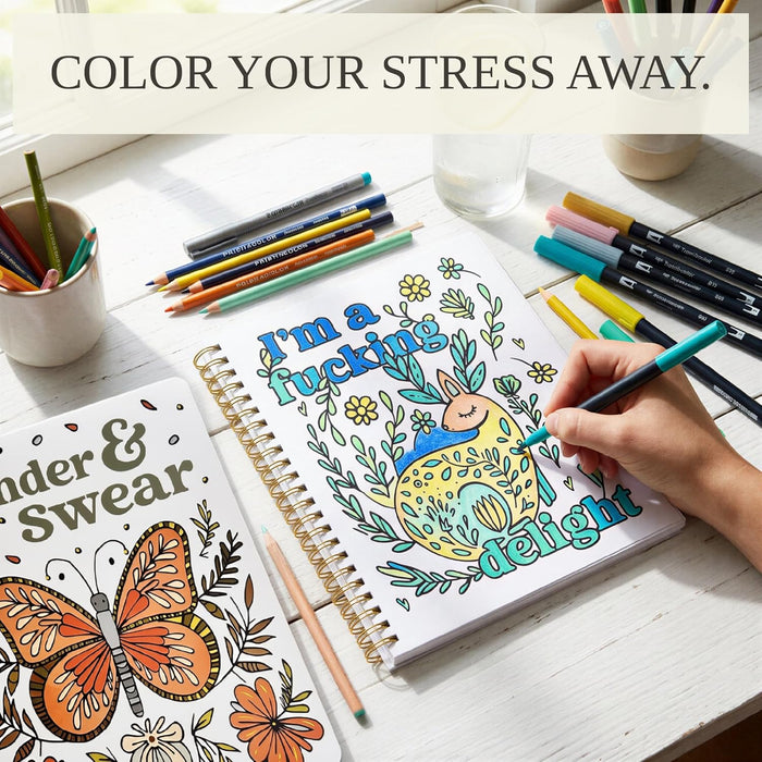 Beautiful Coloring Book Set of 2 for Adult Relaxation with Floral Designs