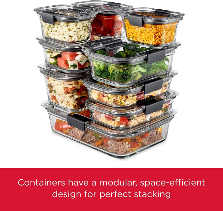 Brilliance Glass Storage 4.7-Cup Food Containers with Lids Set of 3 Clear