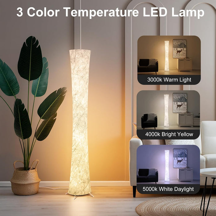61'' RGB LED Corner Floor Lamp, Unique Hourglass Shade, Round