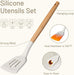 22-Piece Cooking Utensils Set with Wood Cool-Touch Handles, Cream