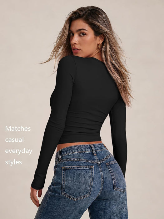 Womens Long Sleeve T Shirts Fall Fashion Basic Y2K Tops 2026