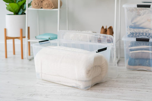 4-Pack 72 Quart Storage Bins with Lids, Clear