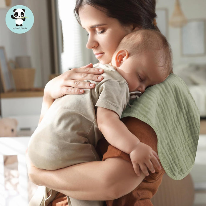 100% Cotton Muslin Baby Burp Cloths - Lightweight, Quick-Dry