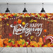 Happy Thanksgiving Backdrop Sign Autumn Maple Leaves Pumpkin Turkey Photography Background for Thanksgiving Day Party Decoration Fall Decorations