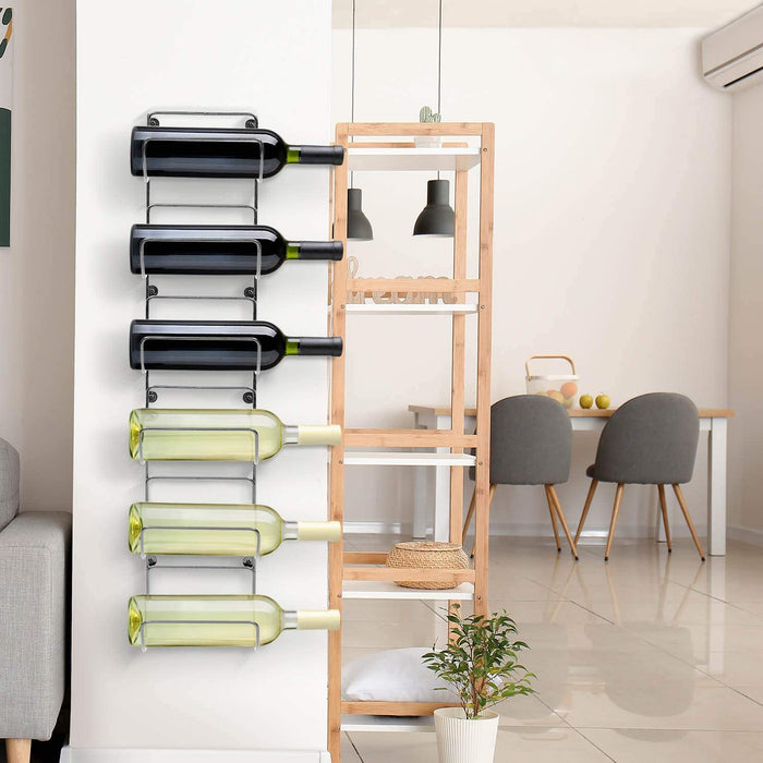 6-Tier Wall-Mounted Rolled Towel Rack — Silver