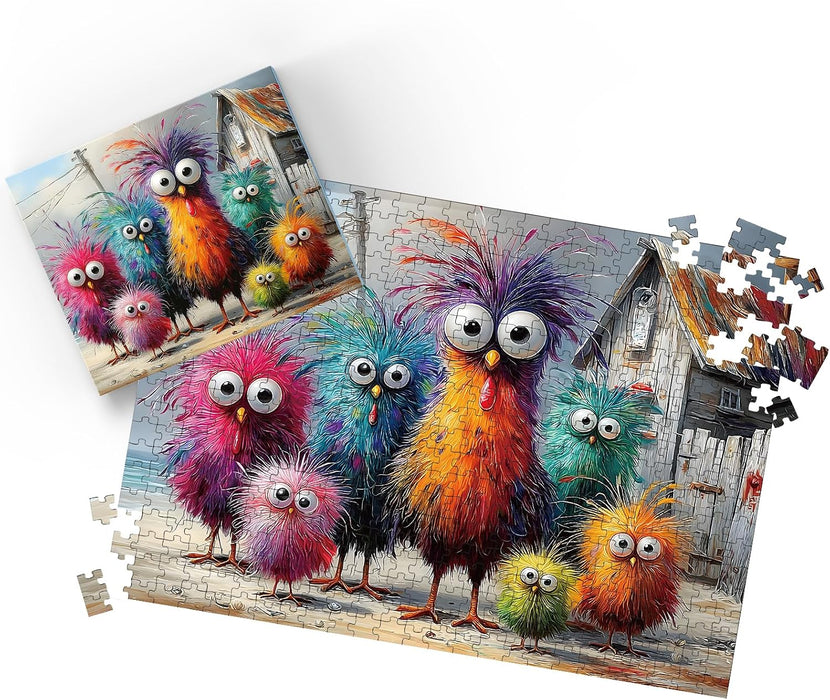 Puzzles for Adults 500 Pieces, Chicken Jigsaw Puzzles - Beach Chicken Coop, Impossible Beach Puzzles for Seniors Family, 20.47x14.96 inches, 1:1 Poster, Letter on the Back