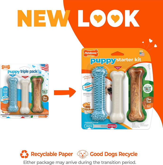 New Puppy Starter Kit, Puppy Teething Toys, 3 Pack, Blue