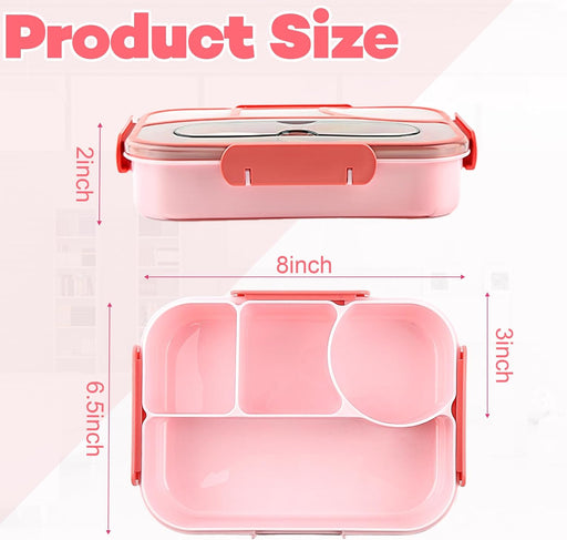Bento Box for Adults,4 Compartments Lunch Box, Snack Containers Reusable Lunch Containers Drop-Proof, Dishwasher Safe & 