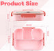 Bento Box for Adults,4 Compartments Lunch Box, Snack Containers Reusable Lunch Containers Drop-Proof, Dishwasher Safe & 