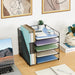 Desk Organizers and Accessories, 5-Tier Paper Letter Tray Organizer with File Holder, Desktop Organizer for Office Suppl