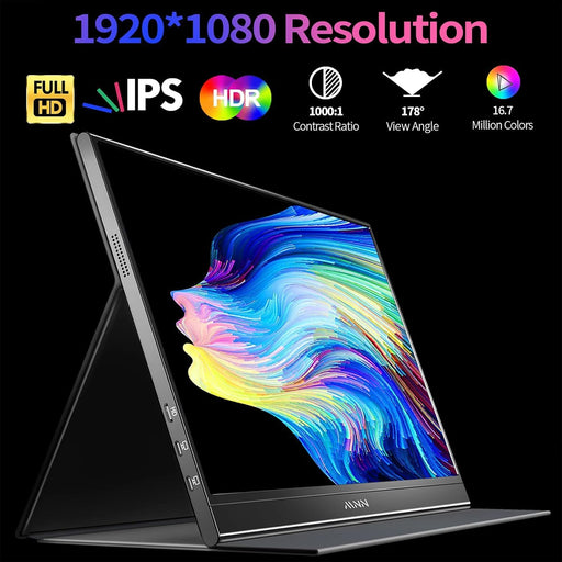 15.6" FHD 60Hz Portable Monitor USB-C HDMI IPS HDR Gaming Laptop