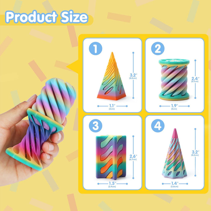 4 Pack Impossible Cone Fidget Toys, Pastel Color 3D Printed Spiral Cone, Kids Travel Toys for Anxiety Stress Relief, Birthday Gifts, Classroom Prizes, Party Favors for Kids & Adults