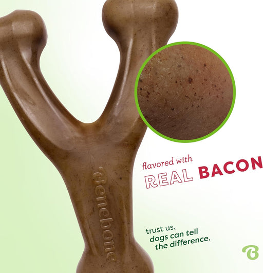 Wishbone Dog Chew Toy for Aggressive Chewers, Real Bacon, Medium