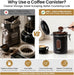 Coffee Canister with Window, Airtight Stainless Steel Container, 22OZ