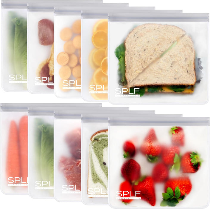 10 Pack Reusable Sandwich Bags Dishwasher Safe, Gray