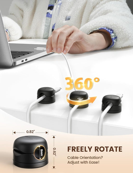 6 Pack Rotatable Cord Organizer, 1s Lock Spring Cable Holder Clips