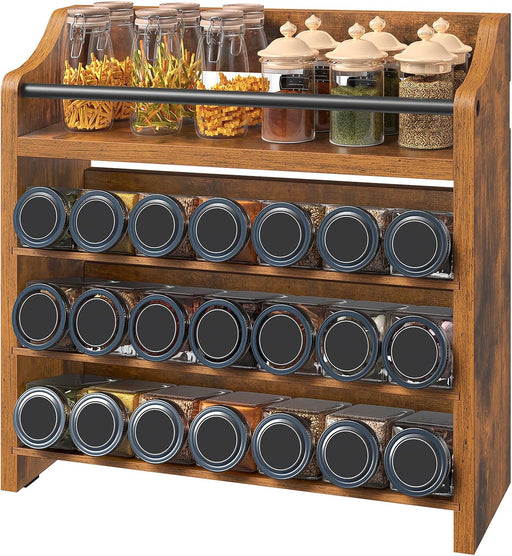 Spice Rack, 4 Tier Wall Mount & Countertop Organizer, Industrial Spice Holder, for Kitchen Countertop and Cabinet, Compa