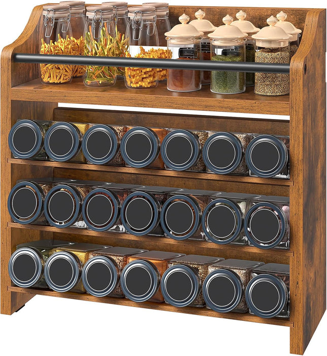 Spice Rack, 4 Tier Wall Mount & Countertop Organizer, Industrial Spice Holder, for Kitchen Countertop and Cabinet, Compa