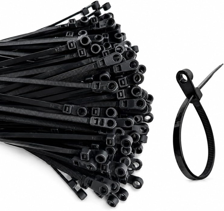 200 Pack 6 Inch Plastic Zip Ties with Screw Holes
