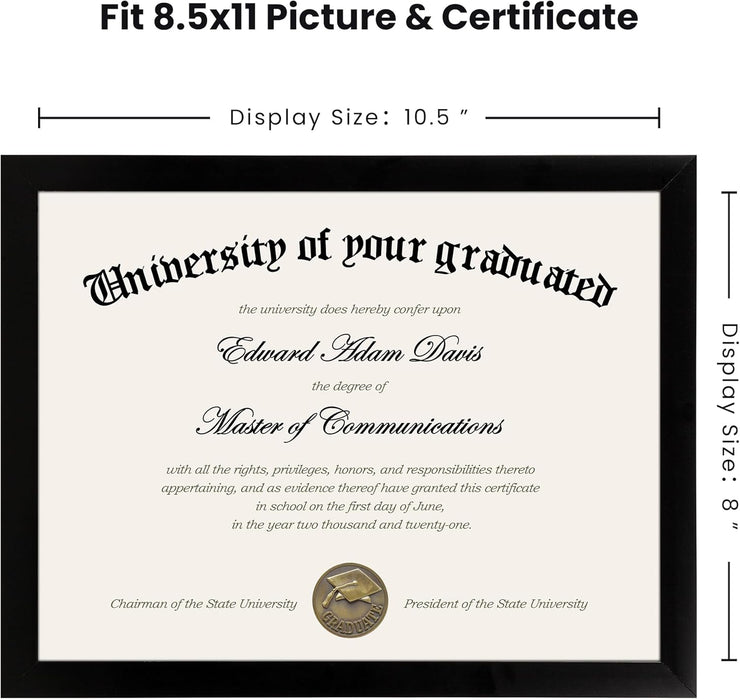 Certificate Frame, 8.5 by 11 Glass Diploma Frames, 5 Pack, Black