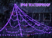 Spider Web Lights for Halloween Decorations Outdoor - 616 LEDs, 8 Lighting Modes, 16.4 Ft Light Up Giant Spider Webs (Purple)