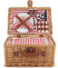 Wicker Picnic Basket for 2, Insulated Picnic Basket - Red Check
