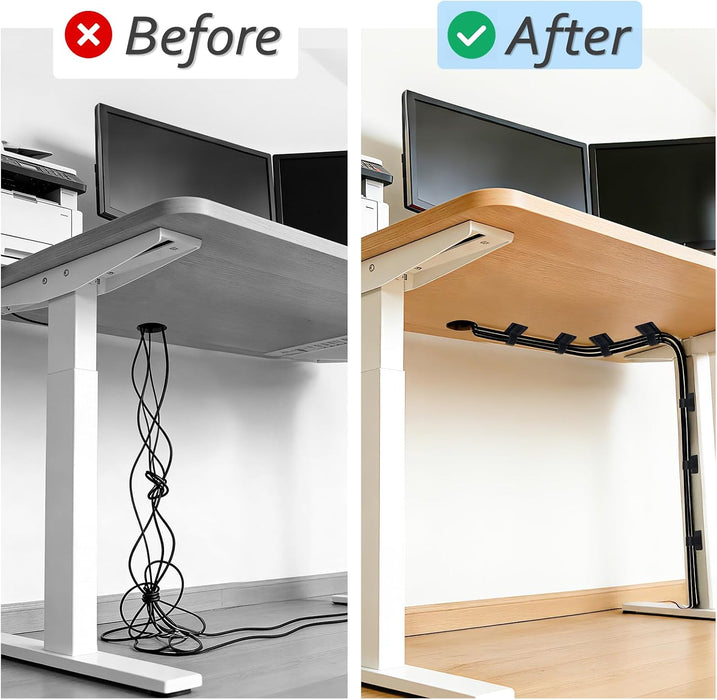 Cable Management Under Desk Detachable Cable Straps, Black, 20 Pack